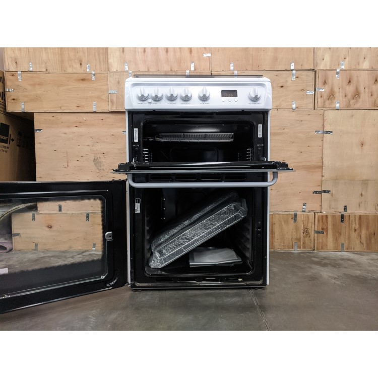 Refurbished Hotpoint HAGL60P 60cm Double Oven Gas Cooker with Lid White