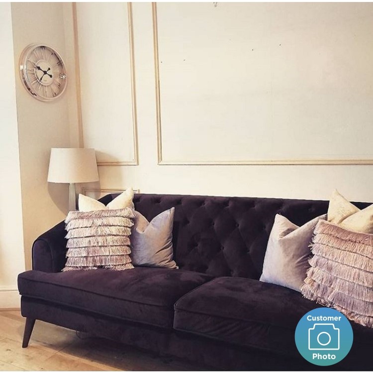 Chesterfield Sofa in Dark Purple Velvet - 3 Seater - Inez