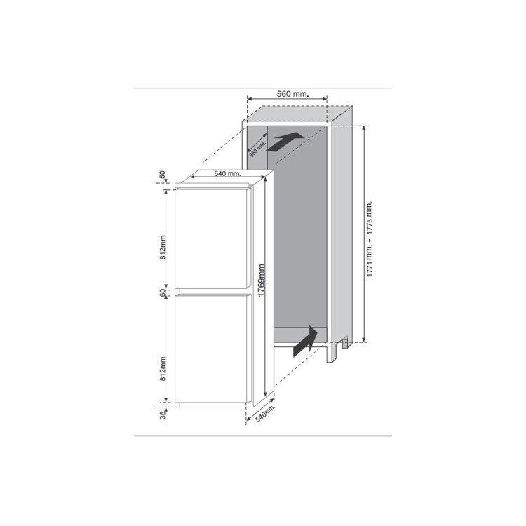 Refurbished Hoover BHBF172UKT/N Integrated 233 Litre 50/50 Frost Free Fridge Freezer