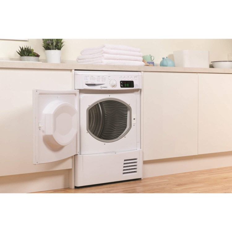 INDESIT IDCE8450BH EcoTime 8kg Freestanding Condenser Tumble Dryer - White
