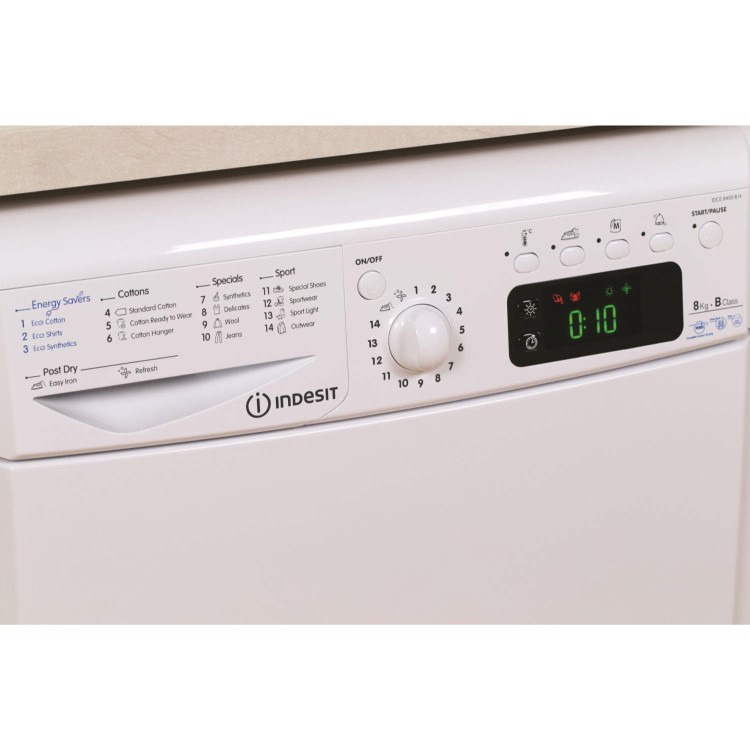 INDESIT IDCE8450BH EcoTime 8kg Freestanding Condenser Tumble Dryer - White