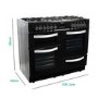 electriQ 100cm Dual Fuel Double Oven Range Cooker - Black