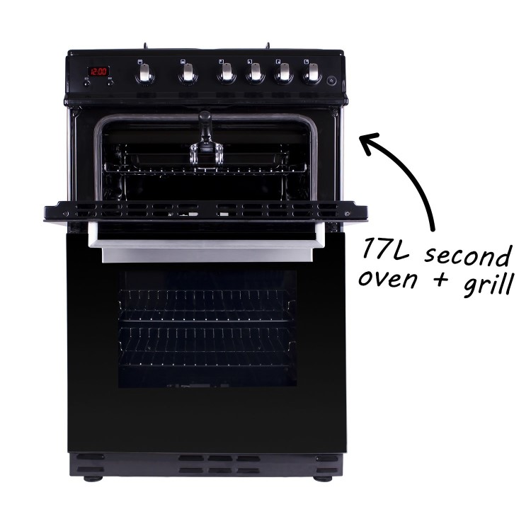 electriQ 60cm Double Oven Gas Cooker - Black
