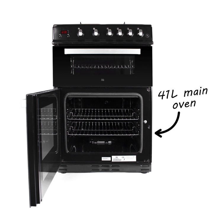 electriQ 60cm Double Oven Gas Cooker - Black
