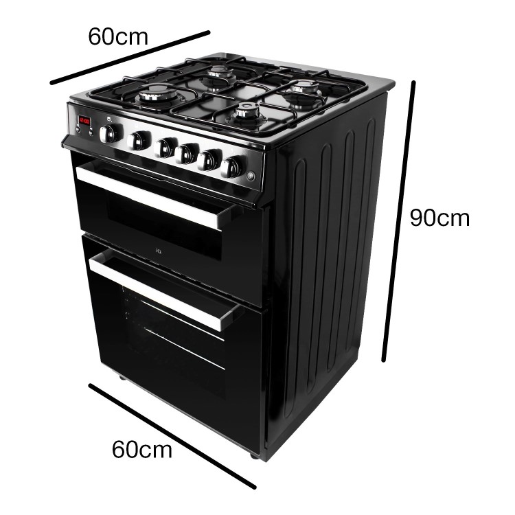 electriQ 60cm Double Oven Gas Cooker - Black