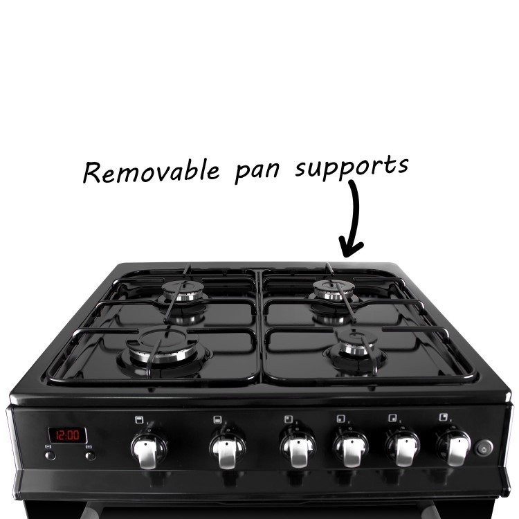 electriQ 60cm Double Oven Gas Cooker - Black