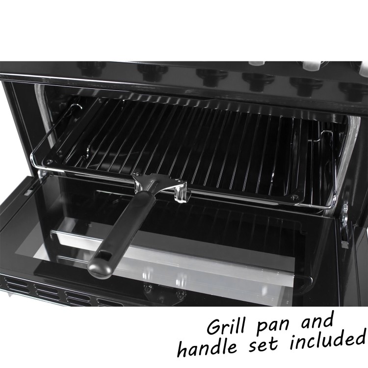 electriQ 60cm Double Oven Gas Cooker - Black