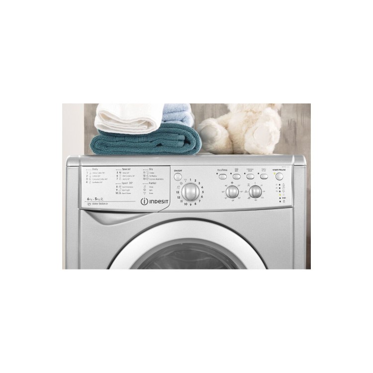INDESIT IWDC6125S EcoTime 6kg Wash 5kg Dry 1200rpm Freestanding Washer Dryer - Silver
