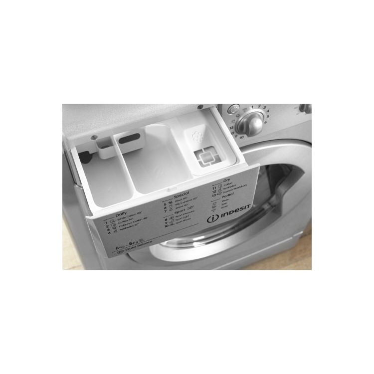 INDESIT IWDC6125S EcoTime 6kg Wash 5kg Dry 1200rpm Freestanding Washer Dryer - Silver