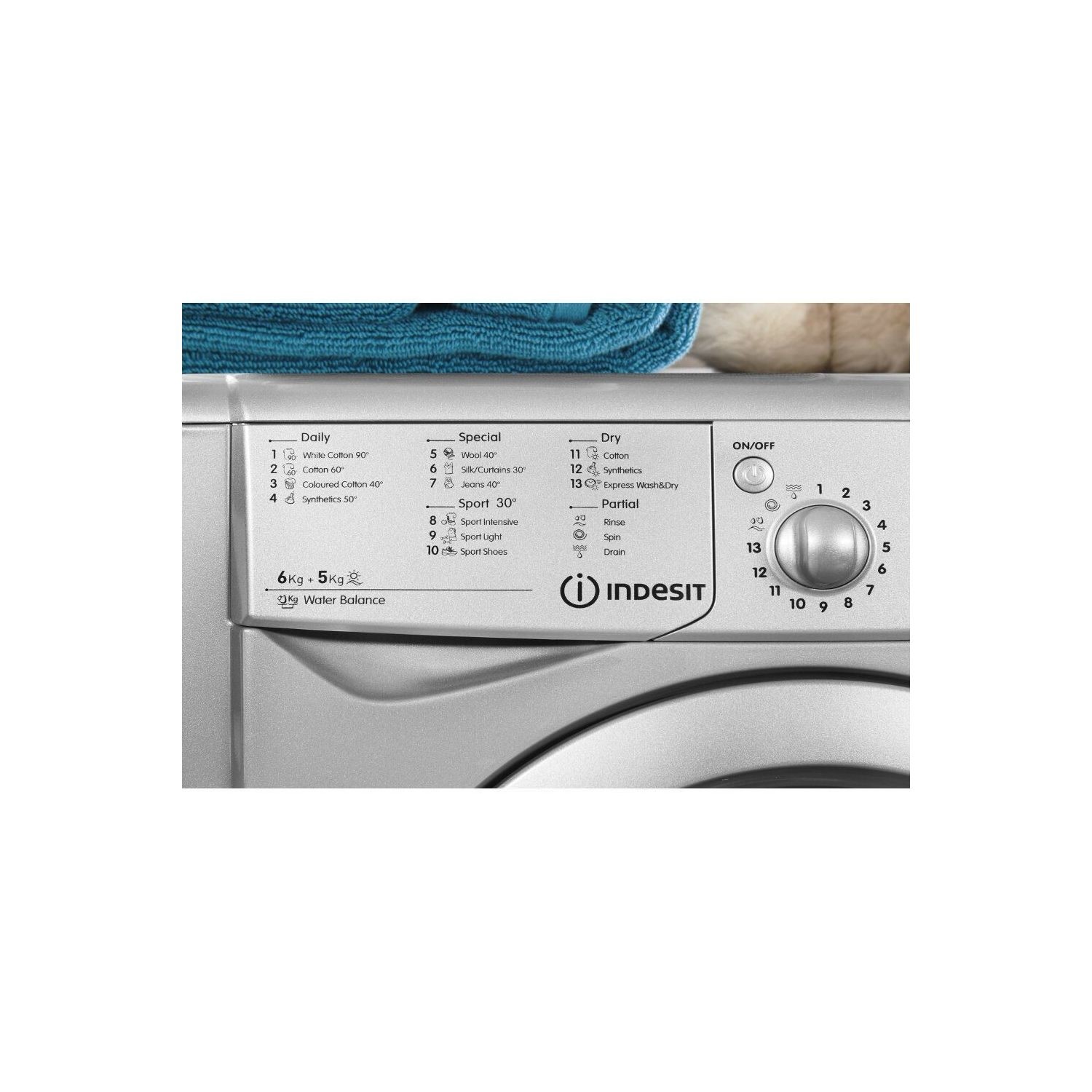 INDESIT IWDC6125S EcoTime 6kg Wash 5kg Dry 1200rpm Freestanding Washer