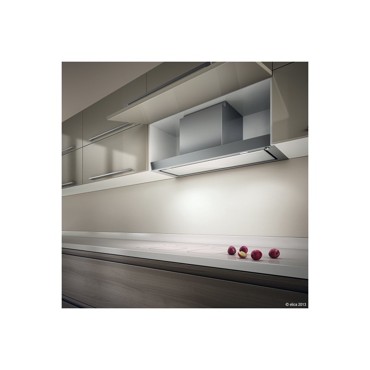 Refurbished Elica HIDDEN-120 Hidden 120cm Canopy Cooker Hood Stainless Steel And White Glass