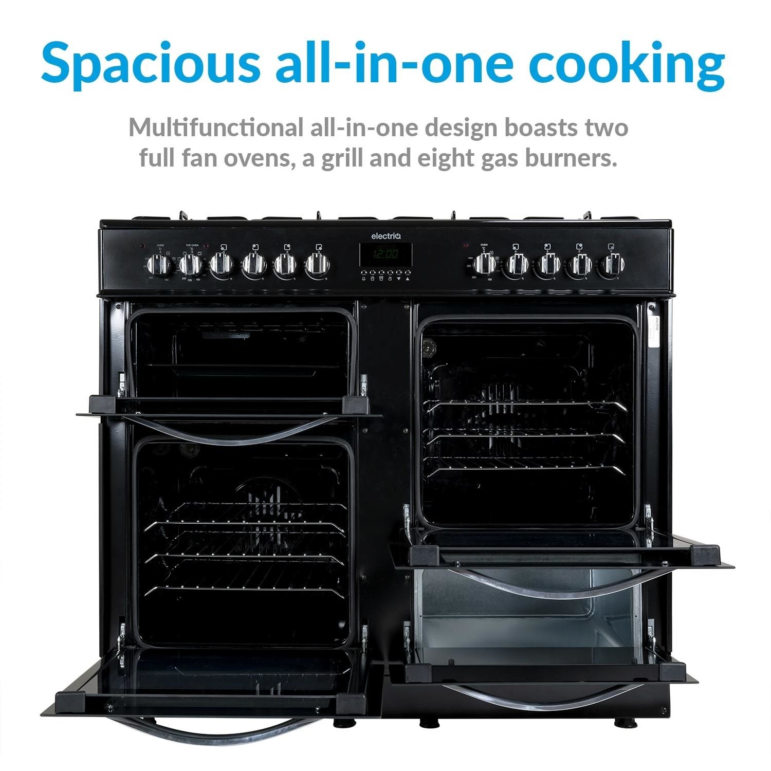 Refurbished electriQ EQRANGE100SS 100cm Dual Fuel Double Oven Range