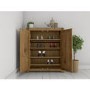 Narrow Dark Wood Shoe Cabinet - 15 Pairs - Solid Wood