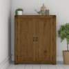 Narrow Dark Wood Shoe Cabinet - 15 Pairs - Solid Wood