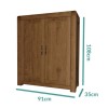 Narrow Dark Wood Shoe Cabinet - 15 Pairs - Solid Wood