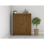 Narrow Dark Wood Shoe Cabinet - 15 Pairs - Solid Wood