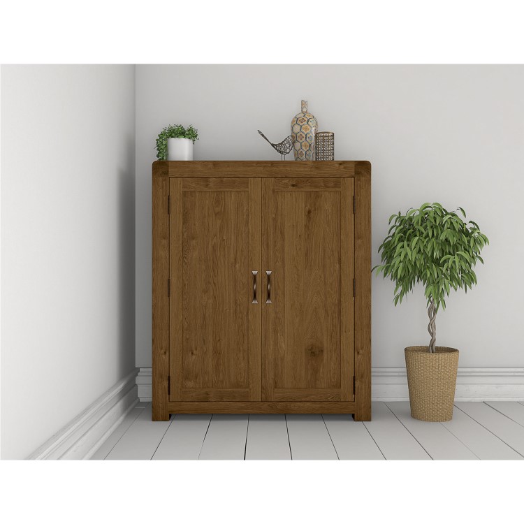 Narrow Dark Wood Shoe Cabinet - 15 Pairs - Solid Wood