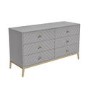 Wide Grey Chevron Chest of 6 Drawers with Legs - Ezra