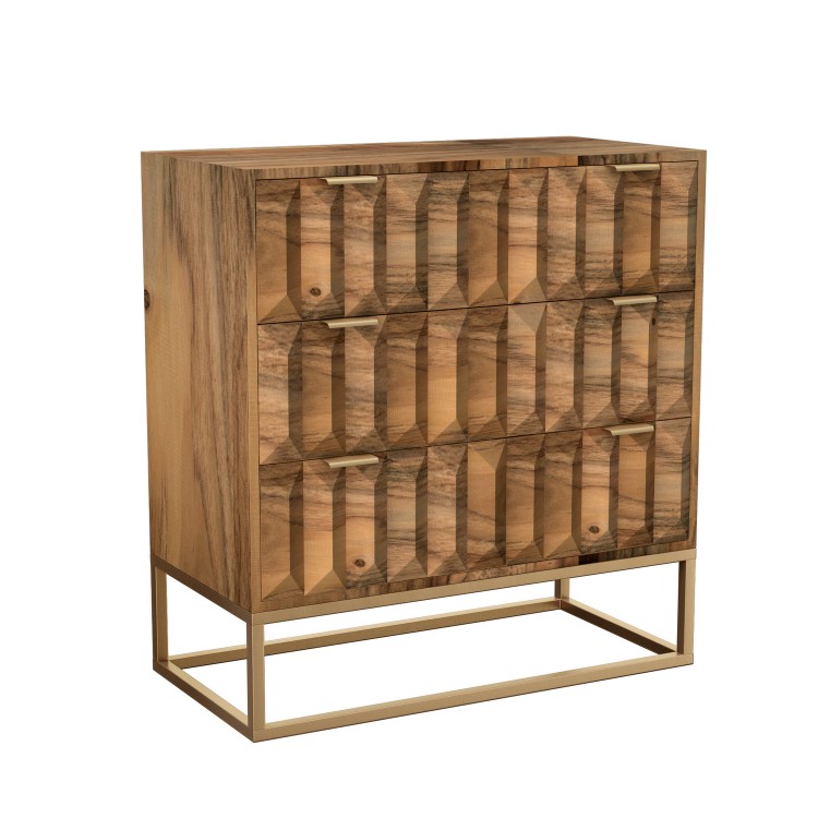 Miller Solid Mango Wood Chest of Drawers - 3 Drawer