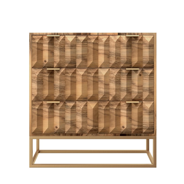 Miller Solid Mango Wood Chest of Drawers - 3 Drawer