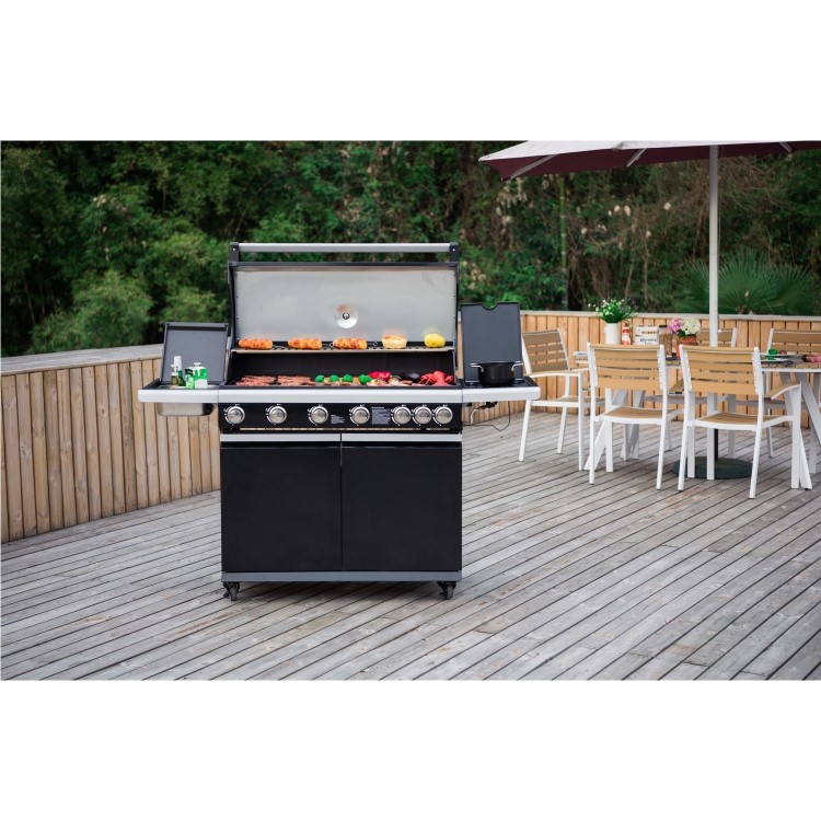 Refurbished Boss Grill Alabama Elite - 6 Burner Gas BBQ Grill with Side Burner - Black