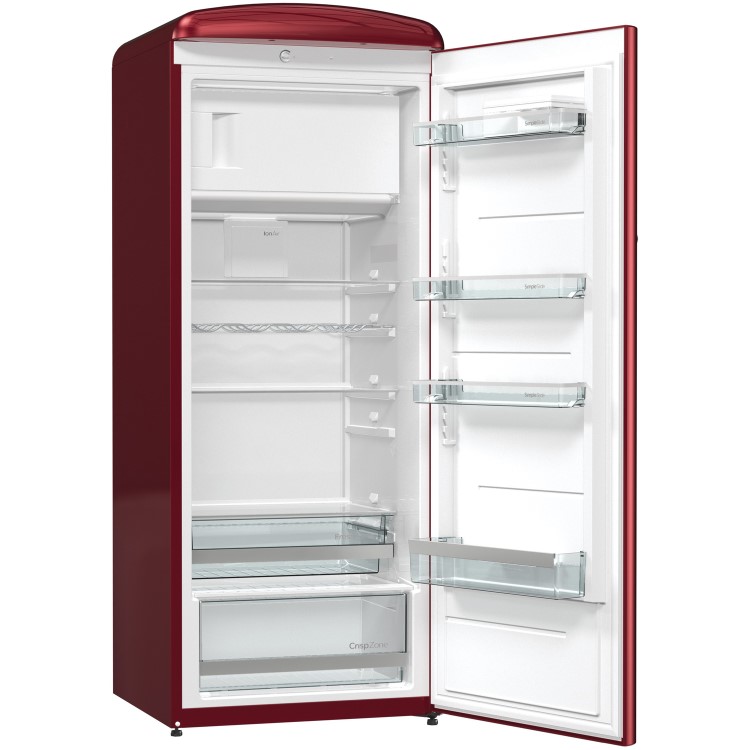 Gorenje RBO6153R 254 Litre Freestanding Larder Fridge 154cm Tall Retro Ice Box 60cm Wide - Burgundy