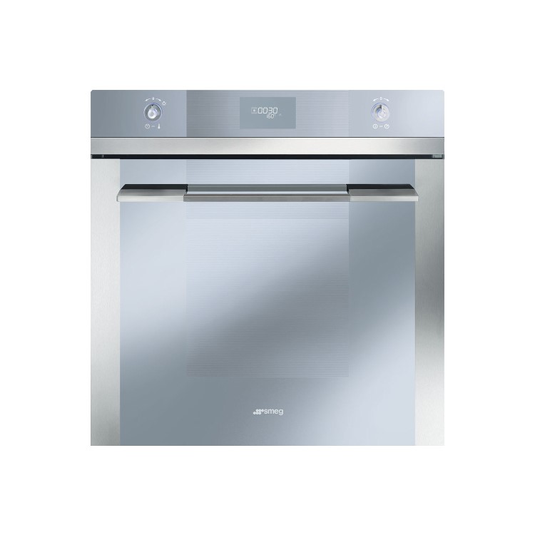 Refurbished Smeg Linea SFP109 Multifunction 60cm Single Built In Electric Oven With Pyrolytic Cleaning Stainless Steel