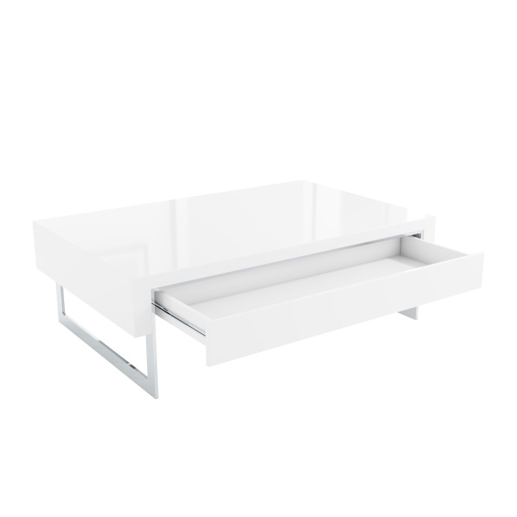 White Gloss Coffee Table with Storage Drawers - Evoque