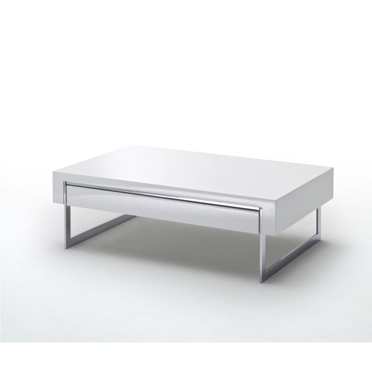 White Gloss Coffee Table with Storage Drawers - Evoque
