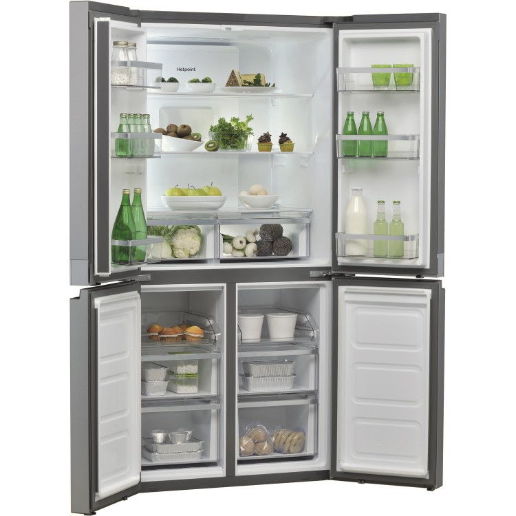 Hotpoint HQ9E1L American-style Frost Free Fridge Freezer With Touch Controls - Stainless Steel Look
