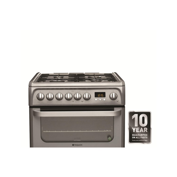Hotpoint Ultima 60cm Double Oven Dual Fuel Cooker - Graphite