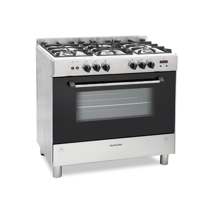 Refurbished Montpellier MR91GOX 90cm Single Cavity Gas Range Cooker Stainless Steel