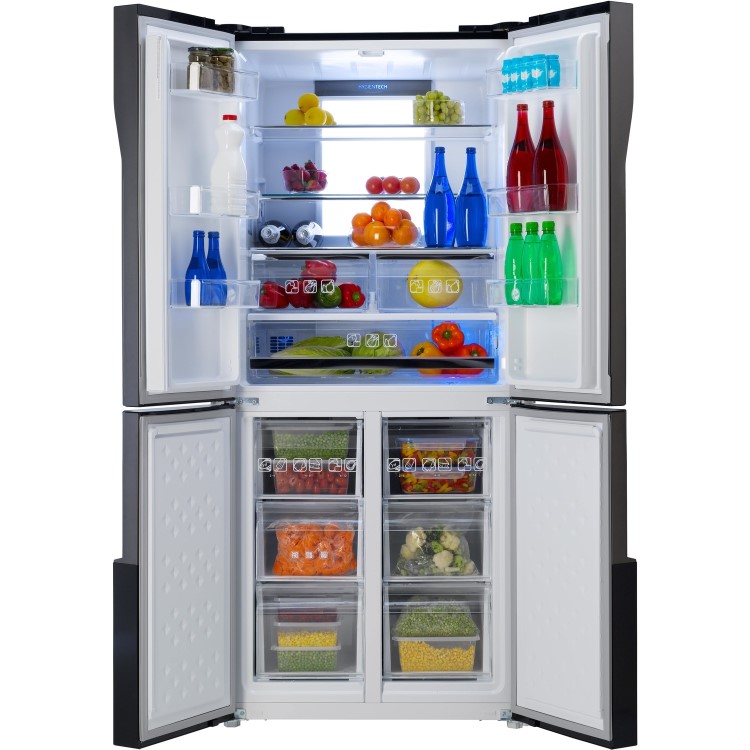 Refurbished Hoover HFDN180BK Freestanding 422 Litre Frost Free American Fridge Freezer Black