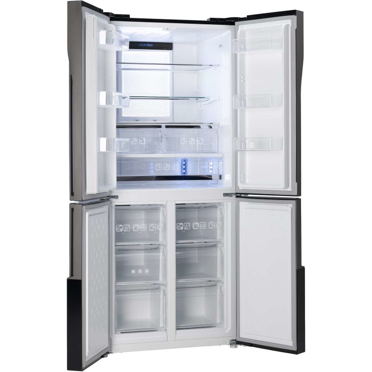 Refurbished Hoover HFDN180BK Freestanding 422 Litre Frost Free American Fridge Freezer Black