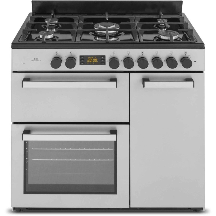 Refurbished New World NW90DF3ST 90cm Triple Cavity Dual Fuel Range Cooker Stainless Steel
