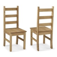 GRADE A1 - Set of 2 Solid Pine Dining Chairs - Emerson