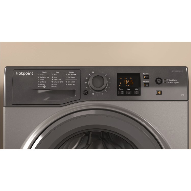 HOTPOINT NSWM863CGG 8kg 1600rpm Freestanding Washing Machine - Graphite