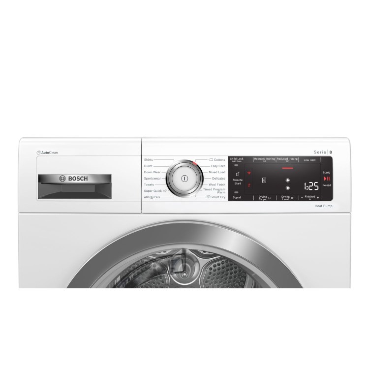 Bosch Series 8 9kg Freestanding Heat Pump Tumble Dryer - White