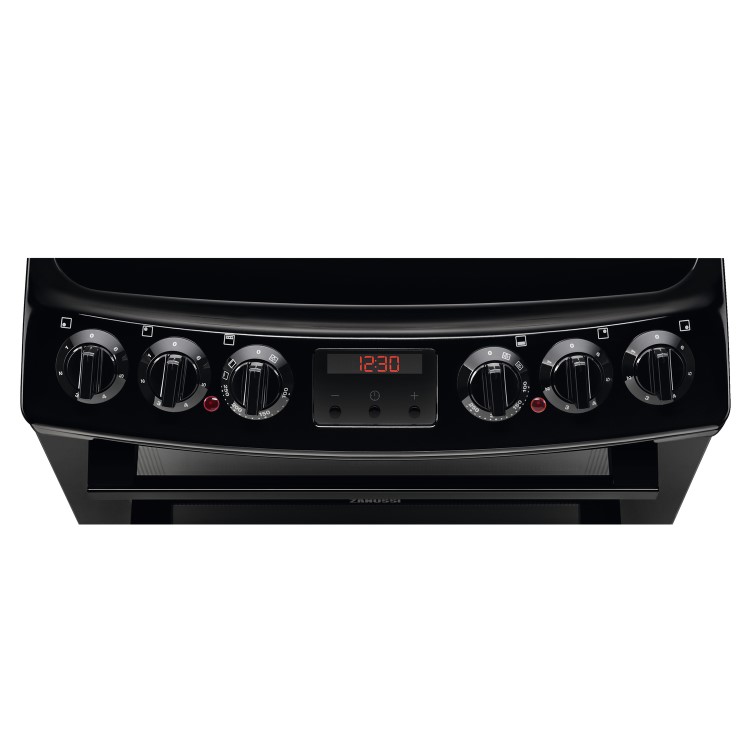 GRADE A1 - Zanussi ZCV46250BA 55cm Double Oven Electric Cooker With Ceramic Hob - Black