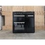 Refurbished New World NW90DF3BL 90cm Dual Fuel Range Cooker Black
