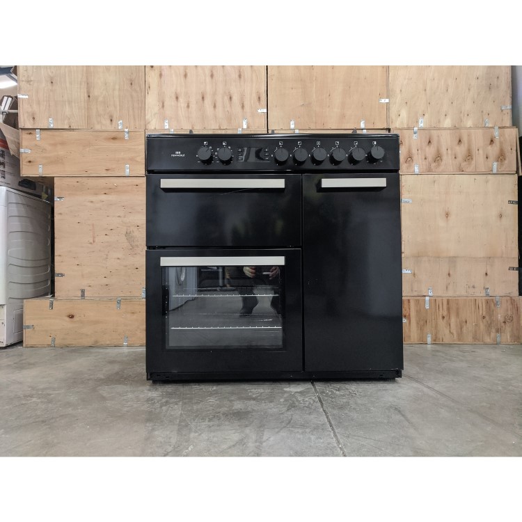 Refurbished New World NW90DF3BL 90cm Dual Fuel Range Cooker Black