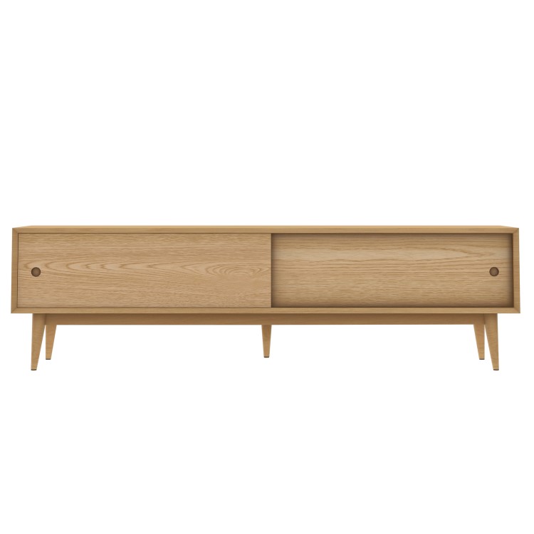 Solid Oak TV Unit with Sliding Doors - TV's up to 70" - Scandi - Briana