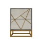 Zhara 2 Drawer Bedside Table in Grey with Gold Painted Wooden Trim