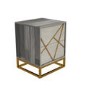 Zhara 2 Drawer Bedside Table in Grey with Gold Painted Wooden Trim