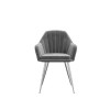 Set of 2 Grey Velvet Tub Dining Chairs - Logan