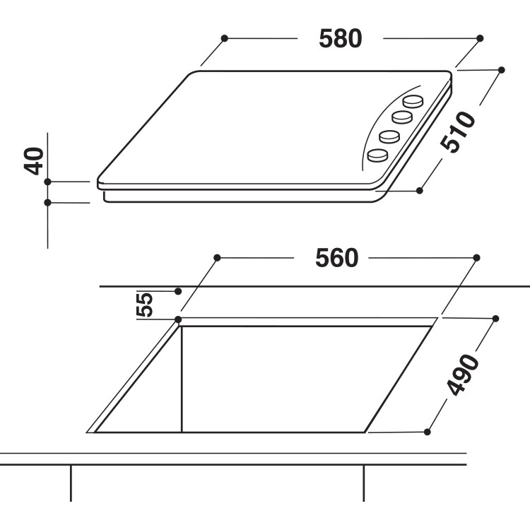 Hotpoint 58cm 4 Zone Solid Plate Hob - Stainless Steel