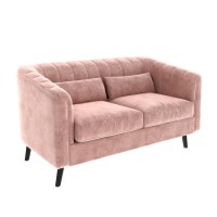 Pink Velvet 2 Seater Sofa - Lotti