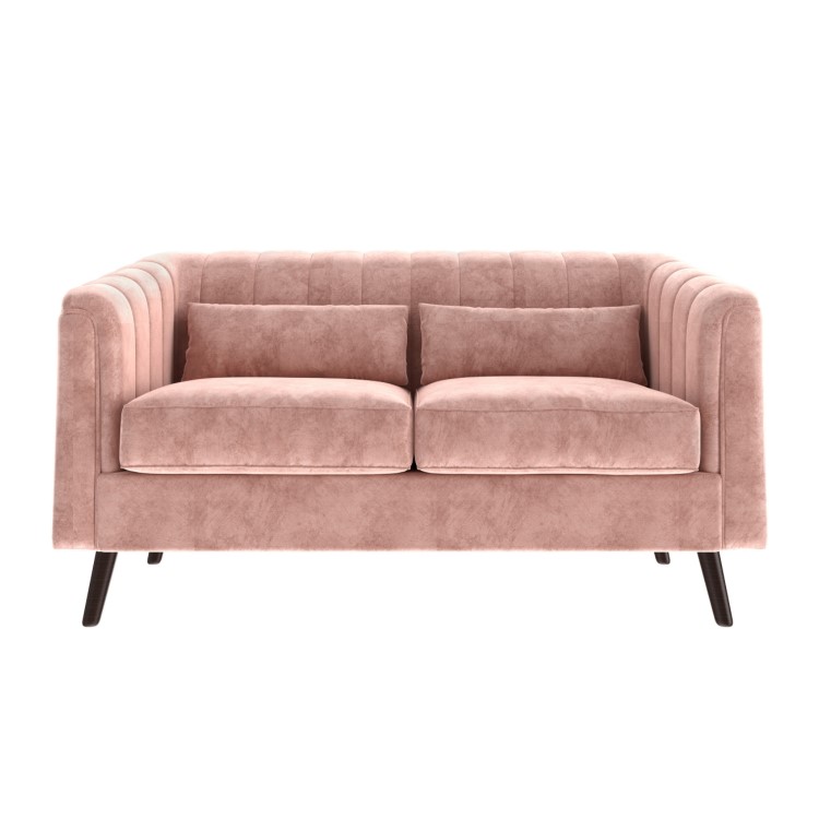 Pink Velvet 2 Seater Sofa - Lotti