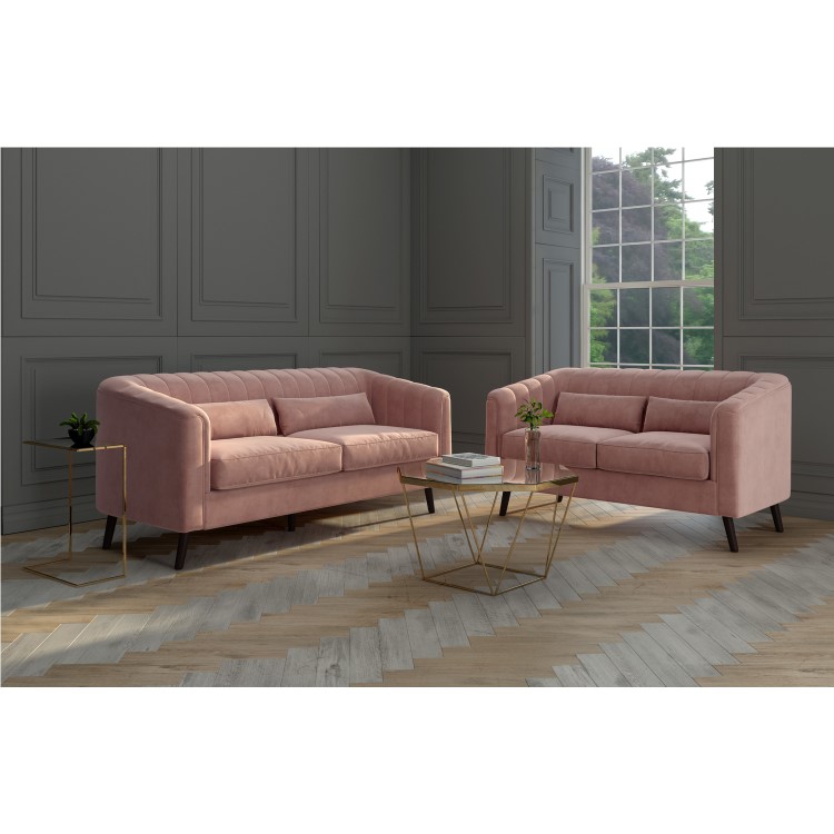 Pink Velvet 2 Seater Sofa - Lotti