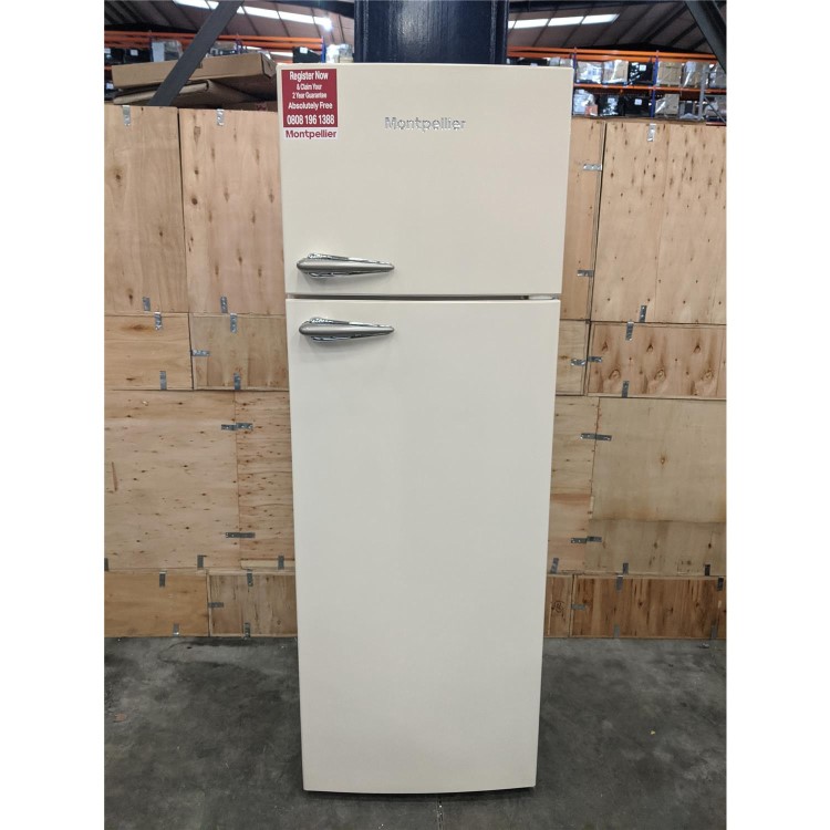 Refurbished Montpellier MAB345C 305 Litre Freestanding Fridge Freezer Retro Top Mount 80/20 Split Frost Free 60cm Wide - Cream